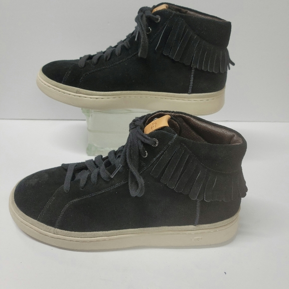 UGG Cali Fringe Men's Suede High Sneakers in Black Size 11 NEW - Picture 1 of 12